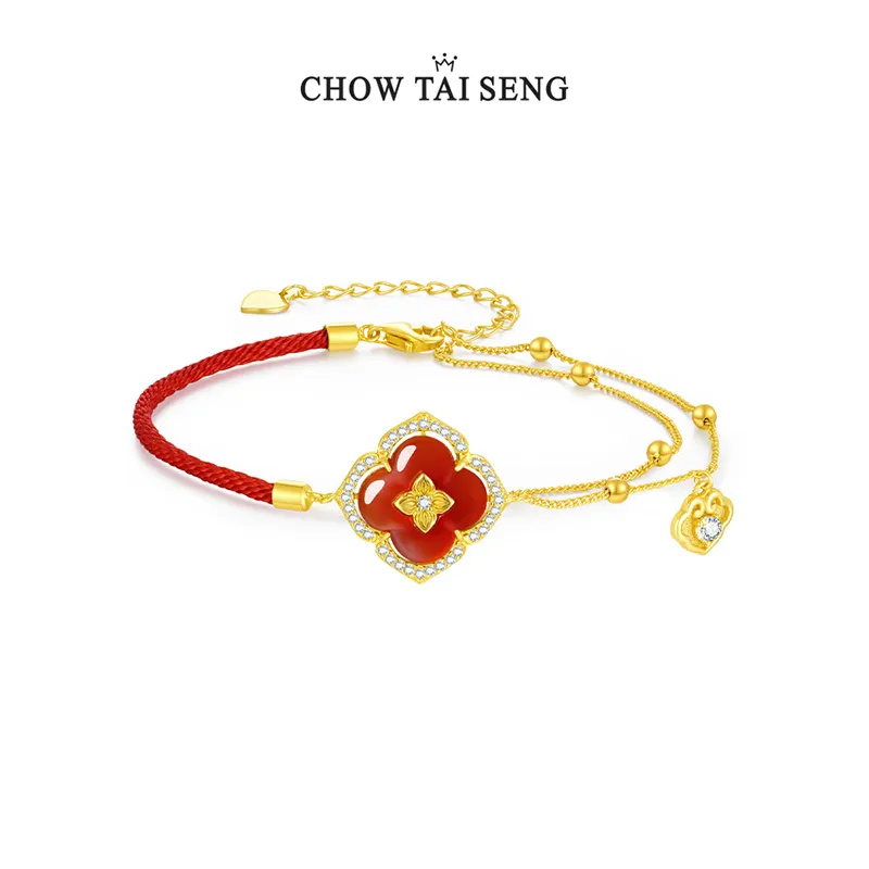 CHOW TAI SENG S925 Silver Agate Bracelets Women's-4