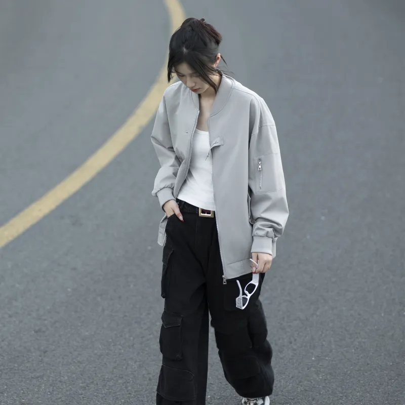 ZMOH Baseball Collar Jacket Unisex Couple's-3