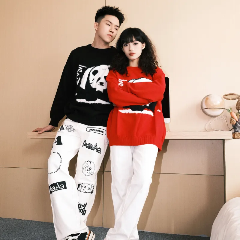 ZMOH Knitted Fabric Sweater Unisex-2