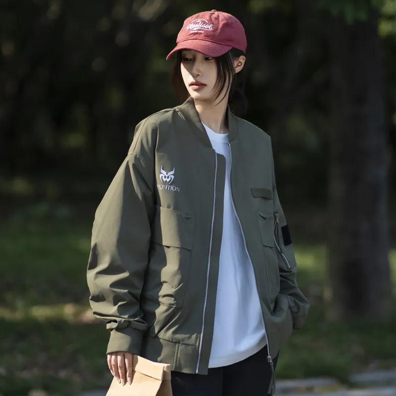 ZMOH Baseball Collar Jacket Unisex Couple's-5