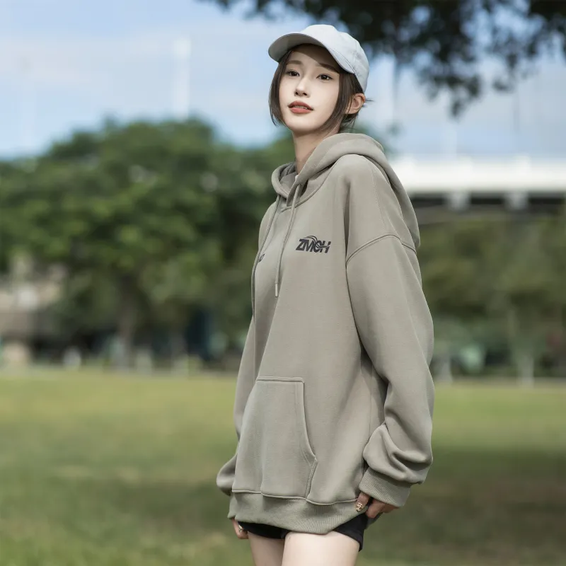 ZMOH Fleece Lined Hoodie Unisex Couple's-5