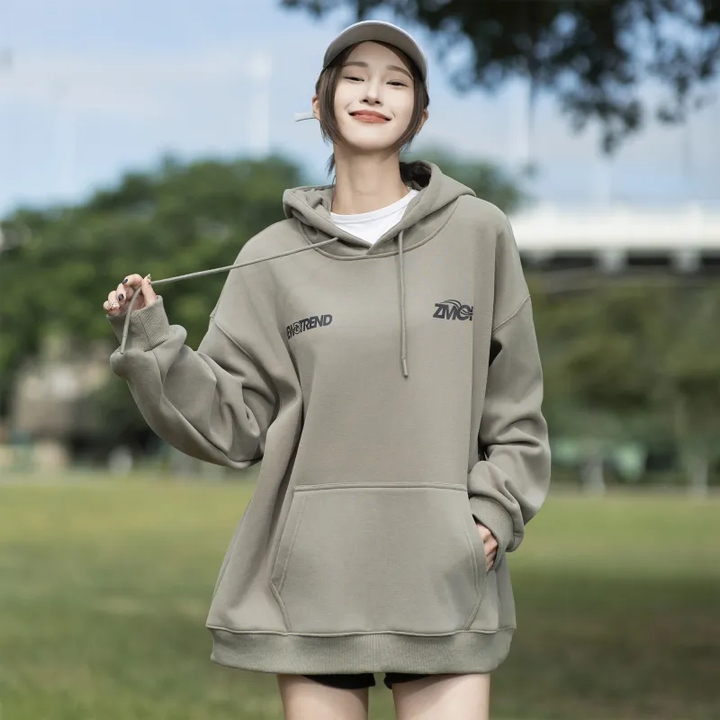 ZMOH Fleece Lined Hoodie Unisex Couple's-4