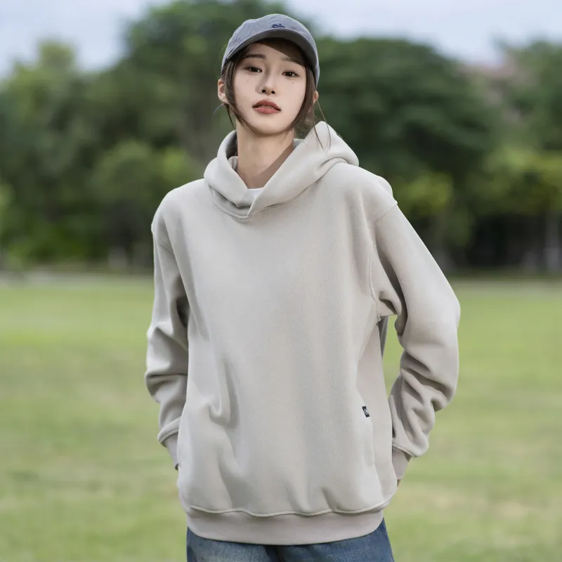 ZMOH Plain Net Series Hoodie Unisex Couple's-4