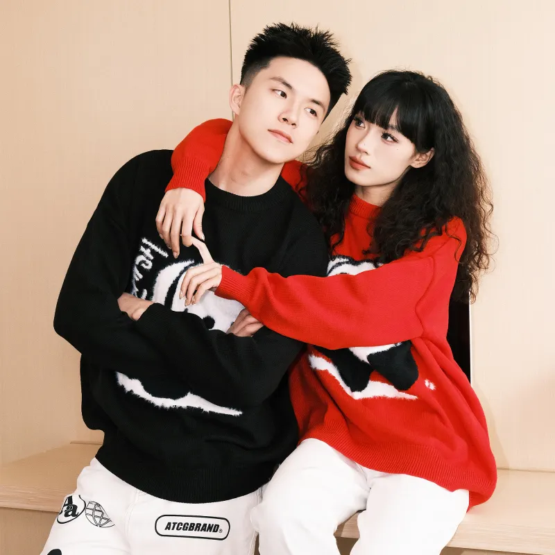 ZMOH Knitted Fabric Sweater Unisex-4