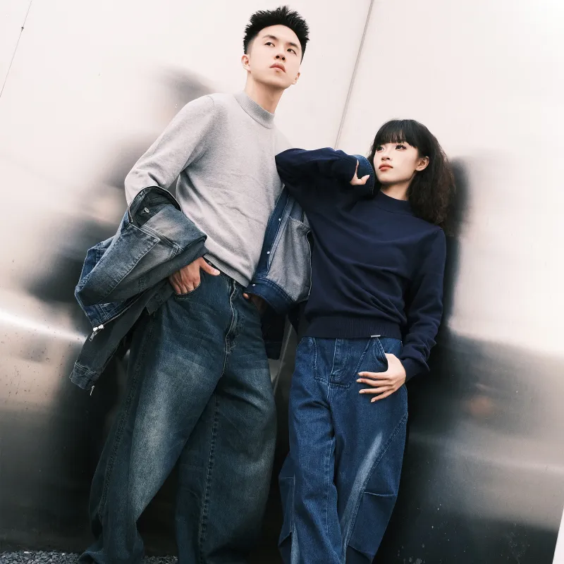 ZMOH Plain Net Series Sweaters Unisex-4