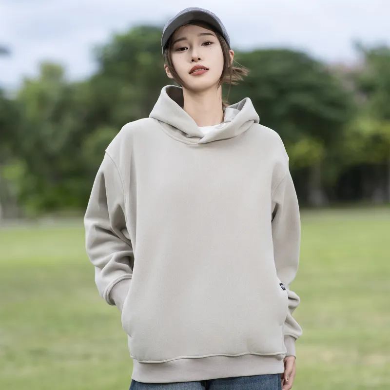 ZMOH Plain Net Series Hoodie Unisex Couple's-3