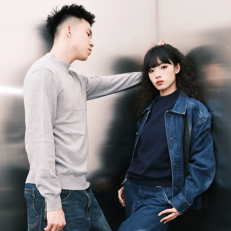 ZMOH Plain Net Series Sweaters Unisex-6