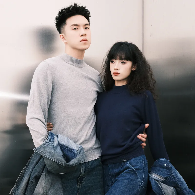 ZMOH Plain Net Series Sweaters Unisex-5