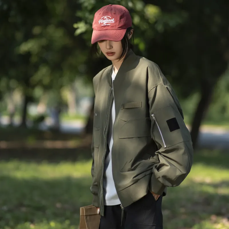 ZMOH Baseball Collar Jacket Unisex Couple's-2