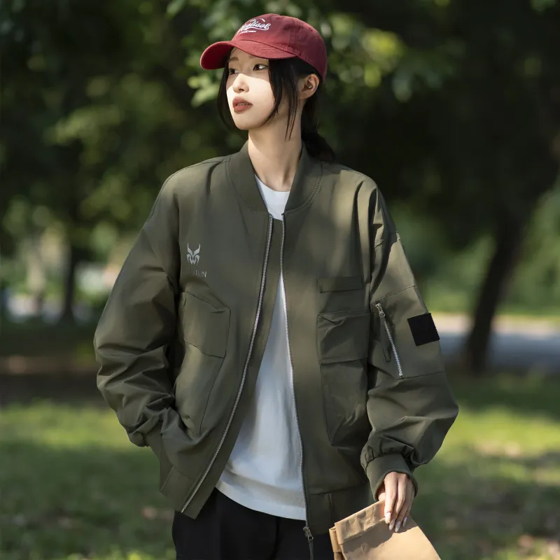 ZMOH Baseball Collar Jacket Unisex Couple's-4