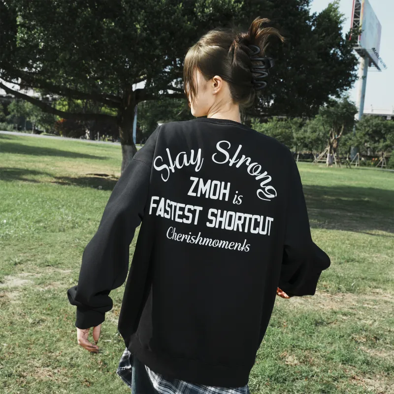 ZMOH Fleece Lined Crew Neck Sweatshirt Unisex Couple's-3