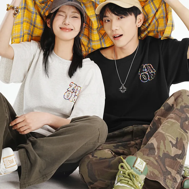 ZMOH Short Sleeved T Shirt Unisex Couple's-11