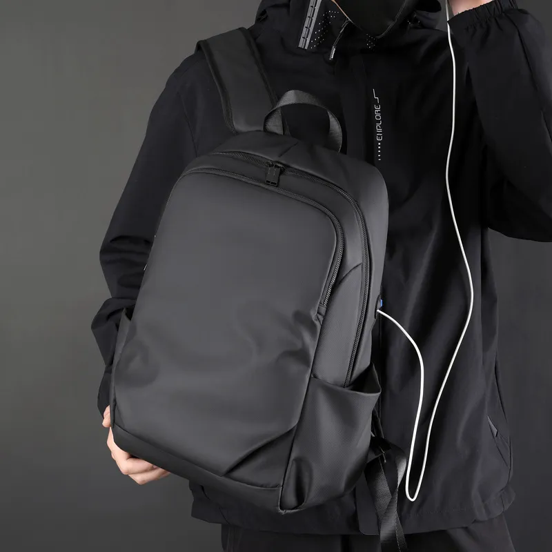 Boniu Nylon Fabric Backpack Regular Men's Black/Gray/Dark Blue-1