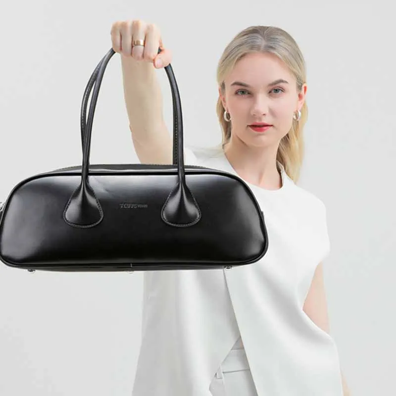 Boniu PU Shoulder Bag, Baguette Bag, Shoulder Bag Women's Black/Burgundy-2