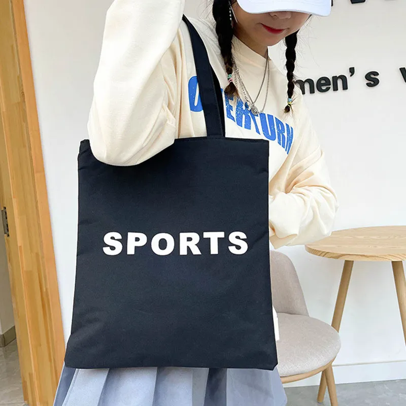 Boniu Canvas Shoulder Bag Unisex Black-3