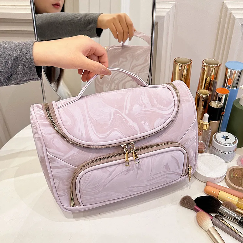 Boniu Polyurethane Makeup Bag Regular Women's Black/White/Pink/Blue-5