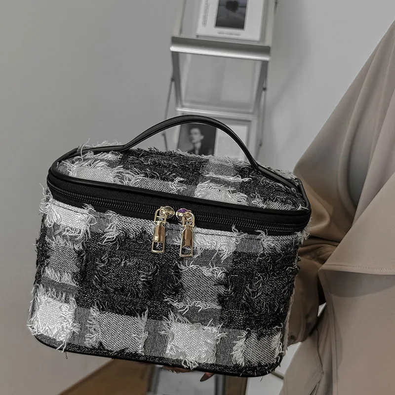 Boniu PU Makeup Bag Women's Black/Beige-2