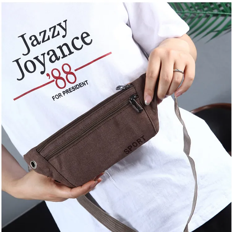 Boniu Canvas Bag, One Shoulder Crossbody Fanny Pack Small Size Unisex Khaki/Black/Coffee/Army Green-5