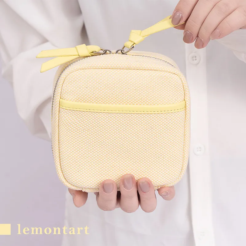 Boniu Canvas Makeup Bag Unisex Linen Gray/Black/Light Yellow/Light Blue-4