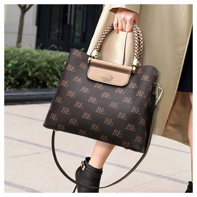 Boniu PVC Tote Bag, Handbag Women's Brown-1