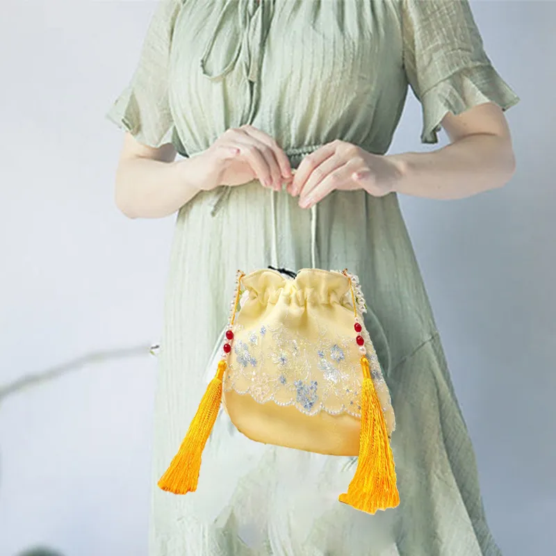 Boniu Polyester Hanfu Bag, Traditional Chinese Style Bag, One Shoulder Handbag Women's-3