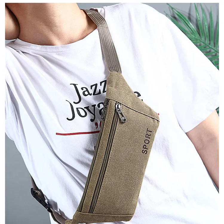 Boniu Canvas Bag, One Shoulder Crossbody Fanny Pack Small Size Unisex Khaki/Black/Coffee/Army Green-1