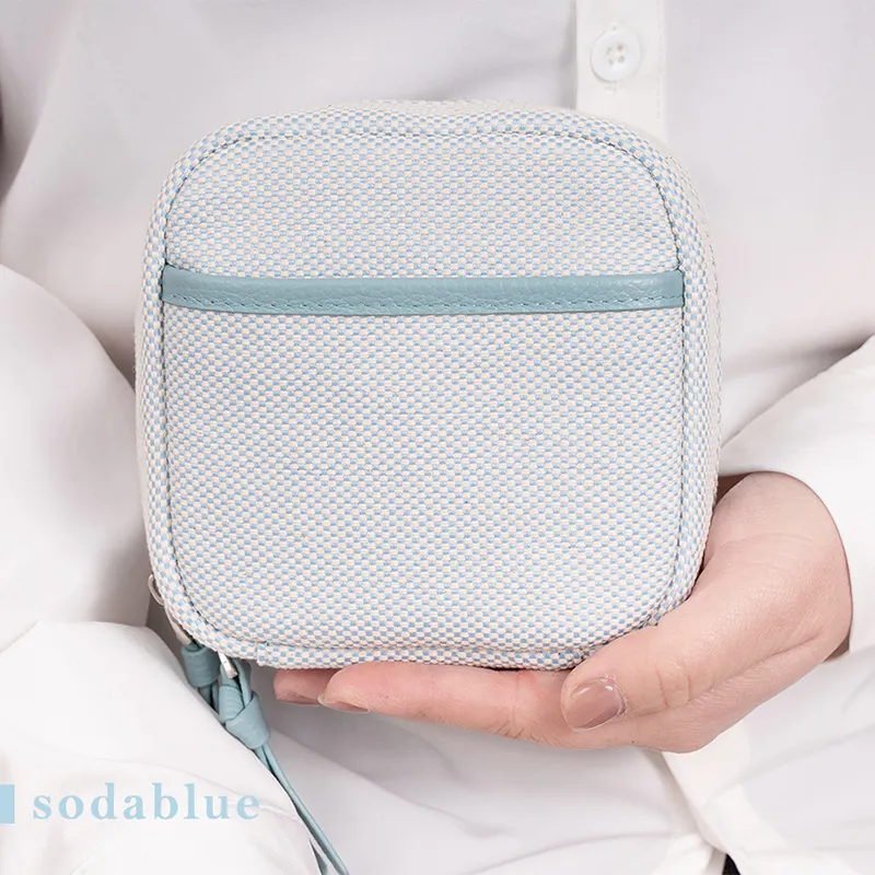 Boniu Canvas Makeup Bag Unisex Linen Gray/Black/Light Yellow/Light Blue-6