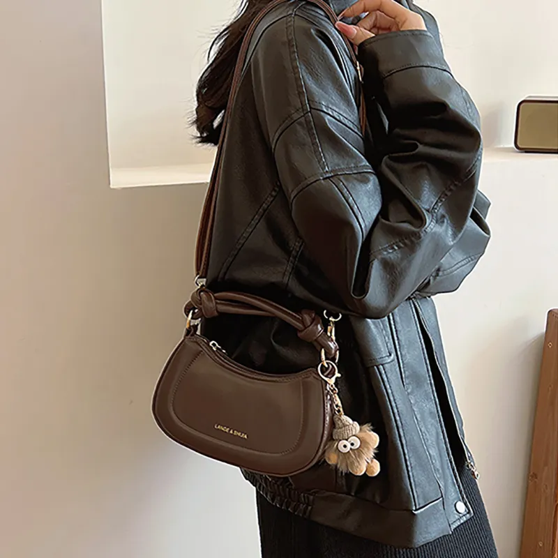 Boniu PU Saddle Bag Shoulder Bag Crossbody Bag Handbag Regular Women's Ecru/Khaki/Brown-7