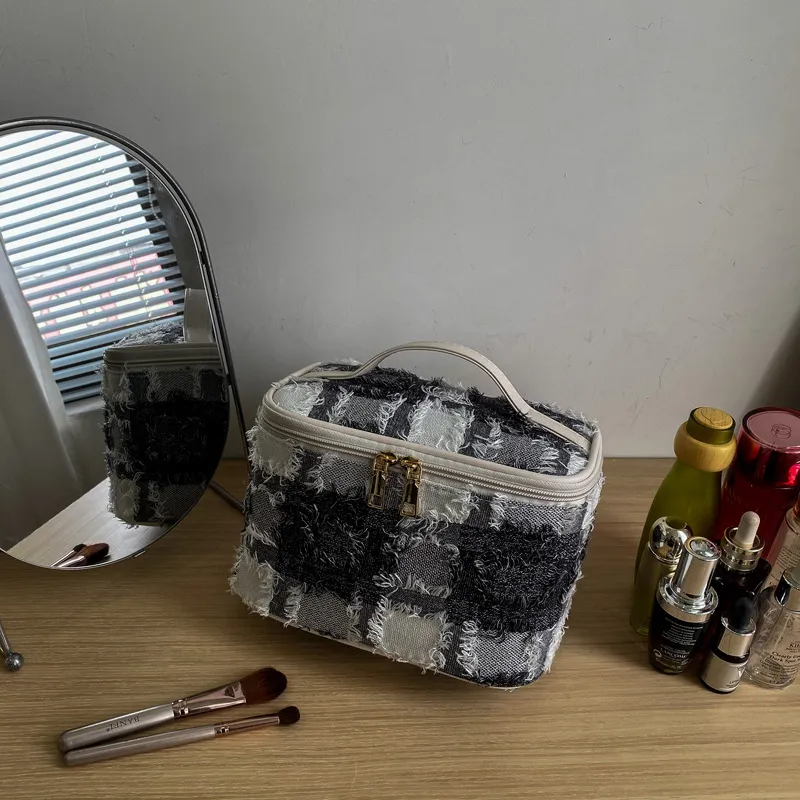 Boniu PU Makeup Bag Women's Black/Beige-1