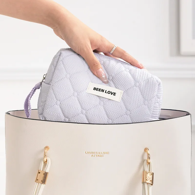 Boniu Polyester Makeup Bag Women's Purple/Beige-2
