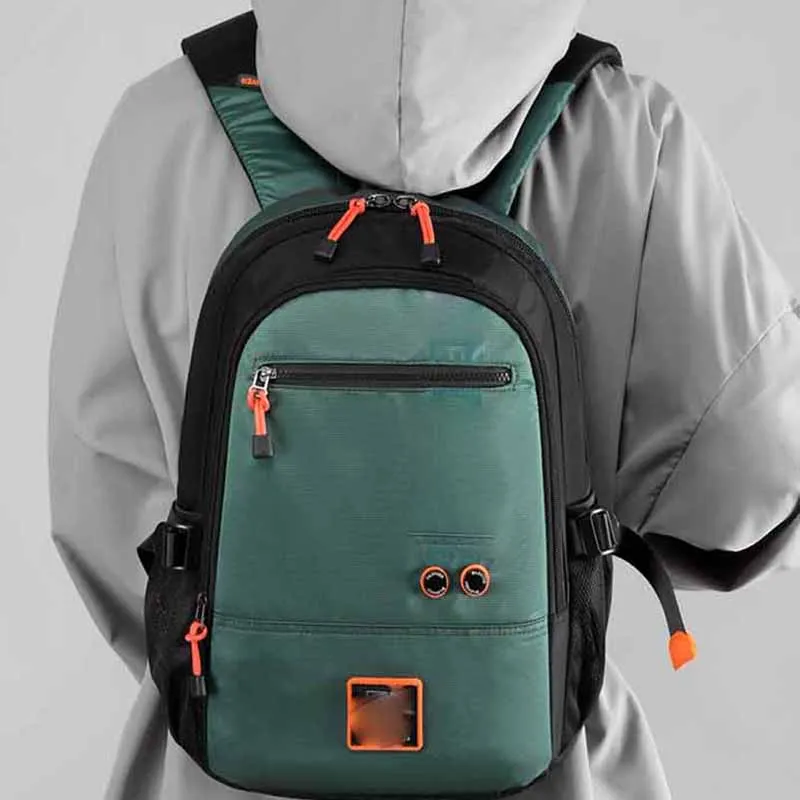 Boniu Nylon Fabric Backpack Unisex Black/Gray/Royal Blue/Jasper/Gray Green-7