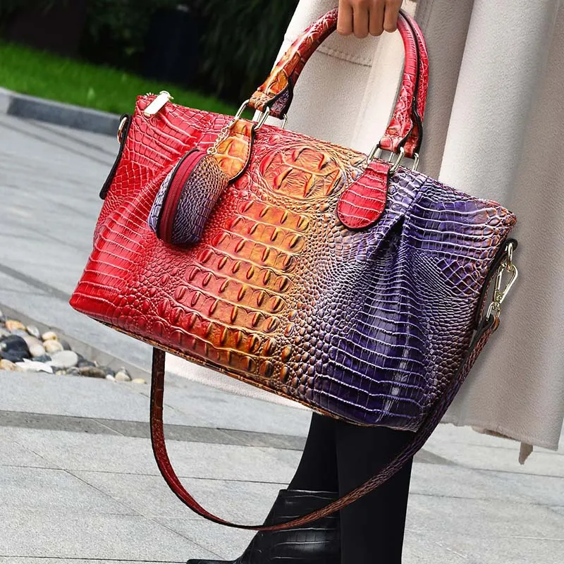 Boniu PU Tote Bag, Single Shoulder Crossbody Handbag Women's Dazzling Color-3