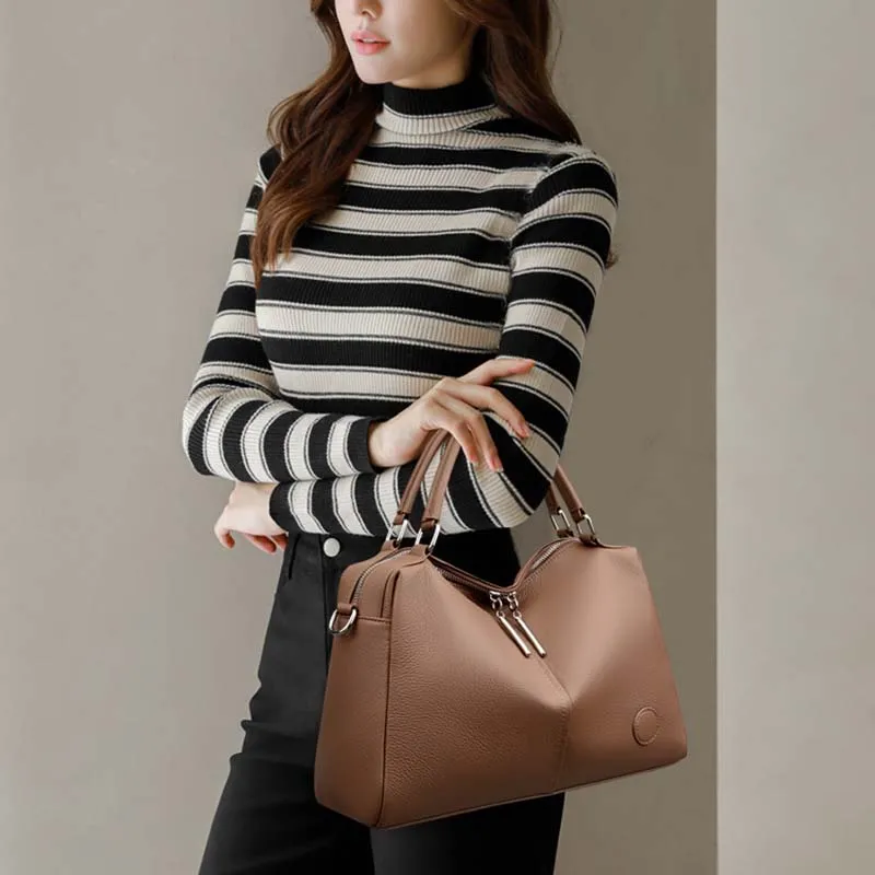 Boniu Cow Leather Shoulder Bag, Crossbody Bag, Handbag Regular Women's Multicolor-6