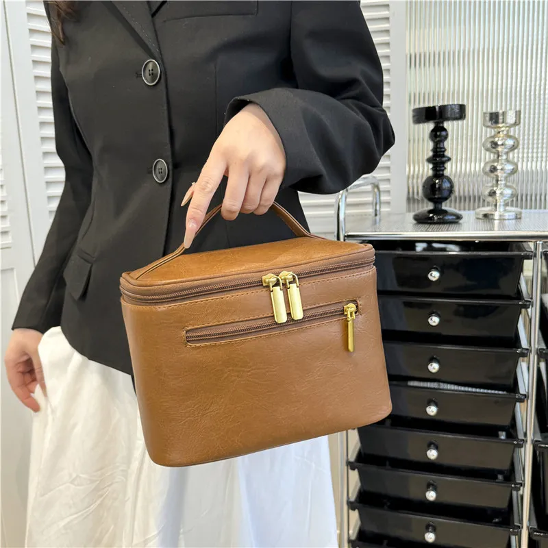 Boniu PU Makeup Bag Women's Black/Dark Brown/Light Brown-7