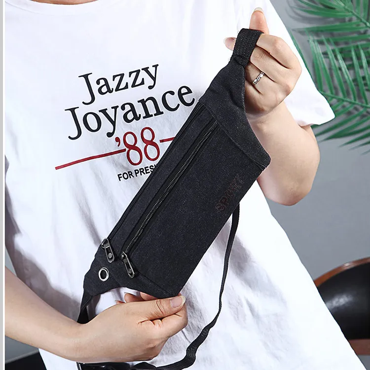 Boniu Canvas Bag, One Shoulder Crossbody Fanny Pack Small Size Unisex Khaki/Black/Coffee/Army Green-3