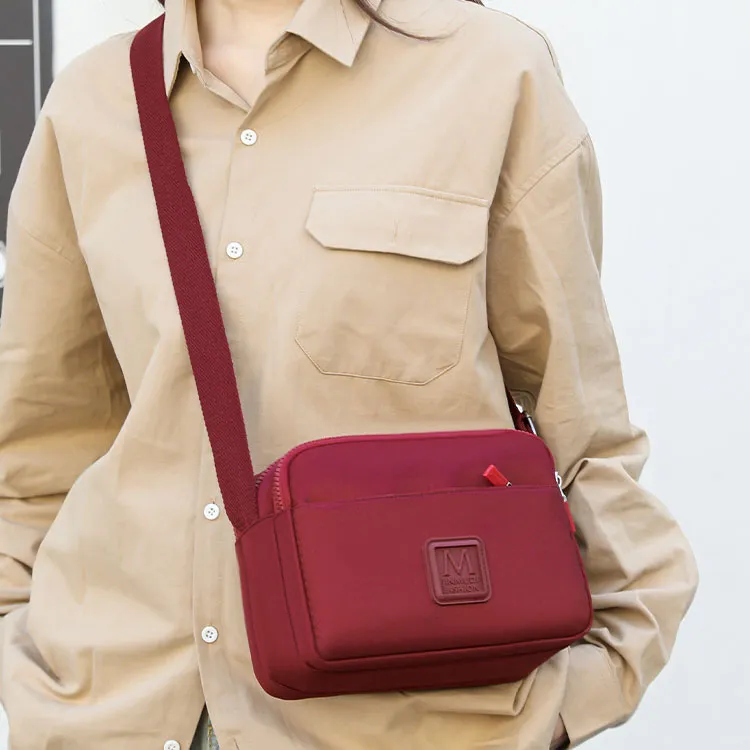 Boniu Nylon Fabric Crossbody Bag, Shoulder Bag Women's Black/Vintage Red/Caramel/Orange-2