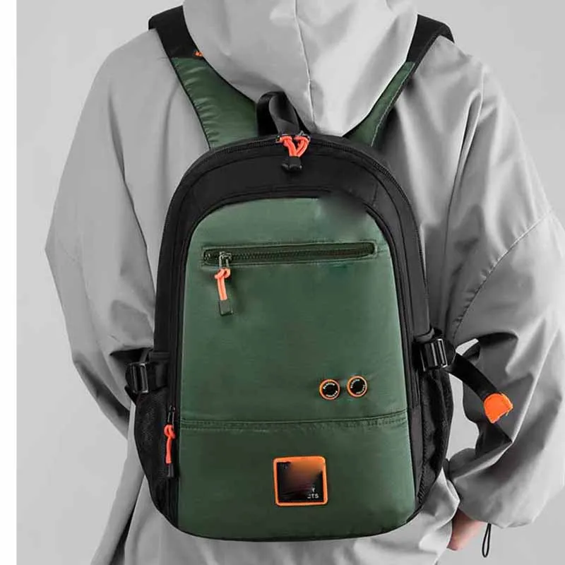 Boniu Nylon Fabric Backpack Unisex Black/Gray/Royal Blue/Jasper/Gray Green-9