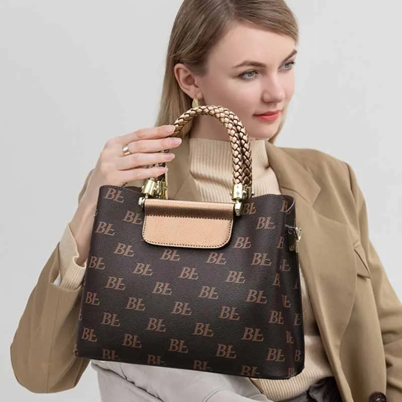 Boniu PVC Tote Bag, Handbag Women's Brown-2