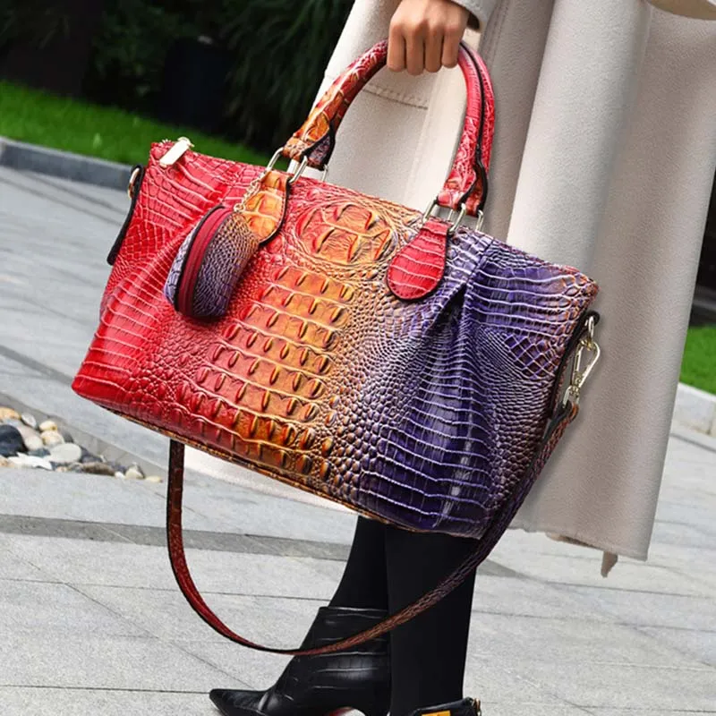 Boniu PU Tote Bag, Single Shoulder Crossbody Handbag Women's Dazzling Color-2
