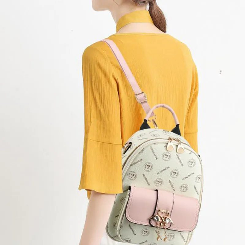 Boniu PU Backpack Women's Coffee/Pink-4
