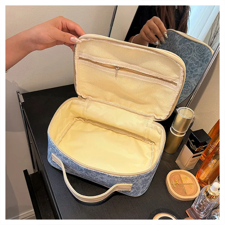 Boniu Denim Makeup Bag Women's Blue-5