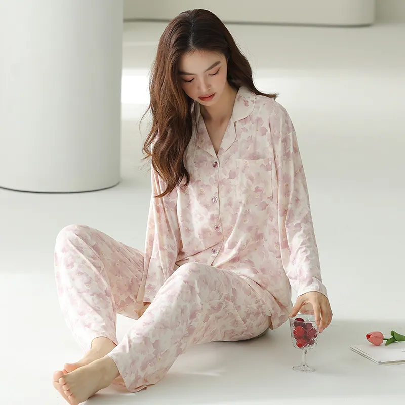 MIIOW Pajama Set Women's Pink Petals-4
