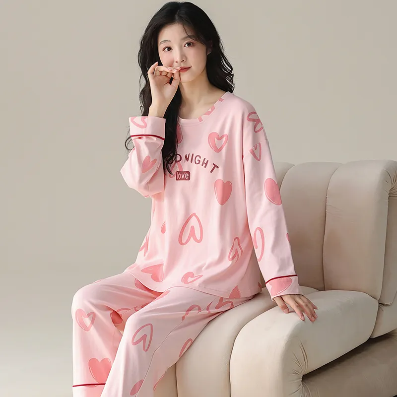 MIIOW Pajama Set Women's Pink Heart-4