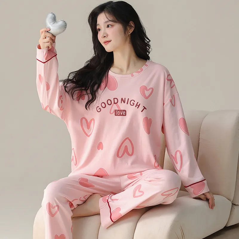 MIIOW Pajama Set Women's Pink Heart-2
