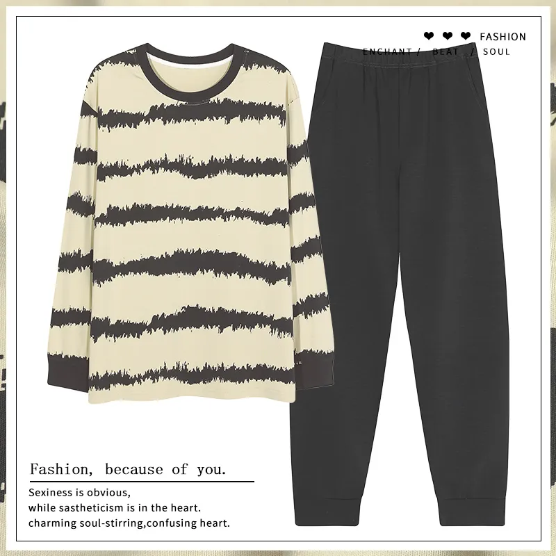 MIIOW Pajama Set Men's Wave Pattern-1