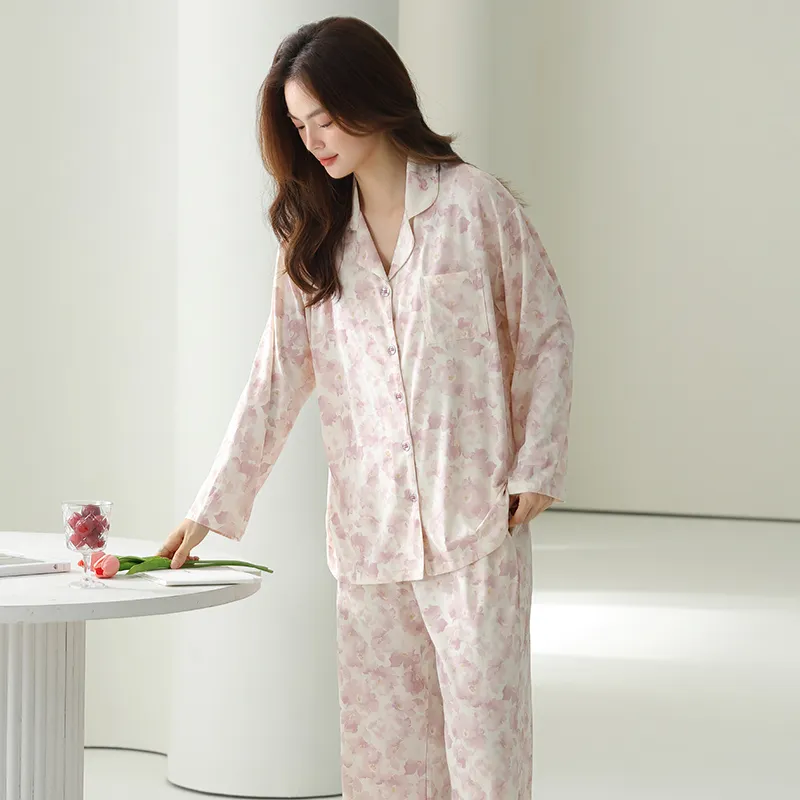 MIIOW Pajama Set Women's Pink Petals-2