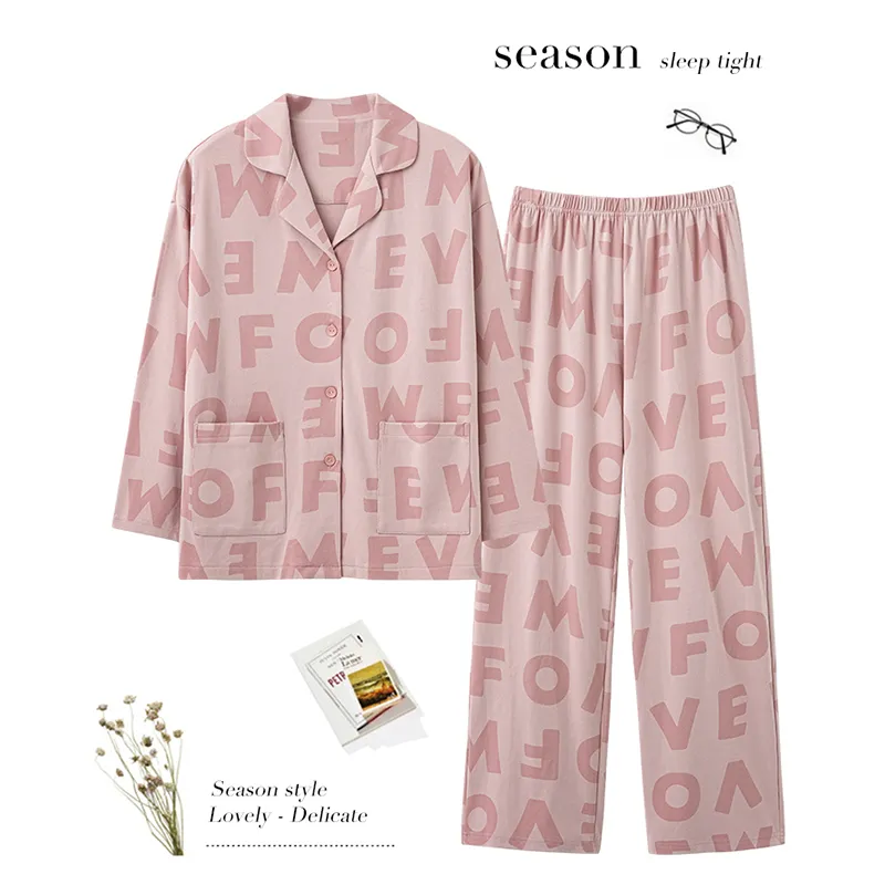 MIIOW Pajama Set Women's Pink Letter-4