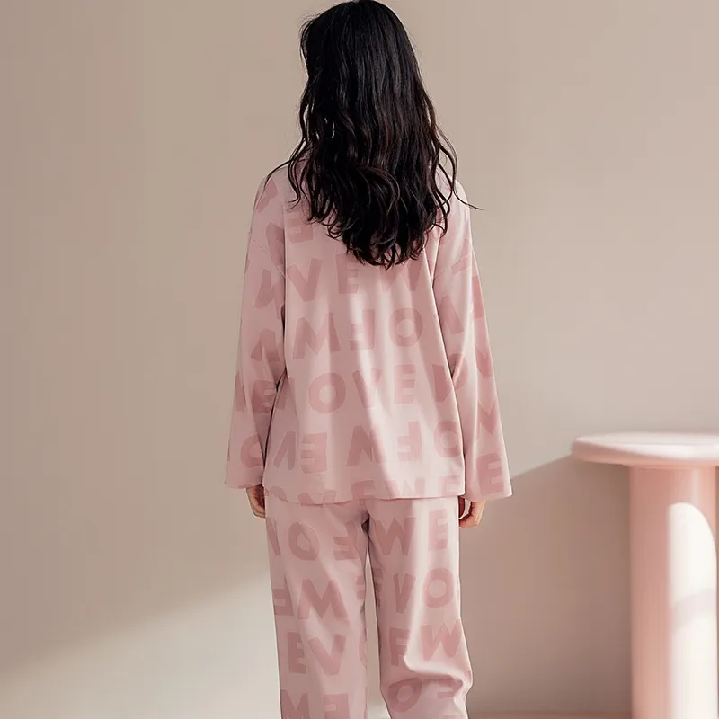 MIIOW Pajama Set Women's Pink Letter-5