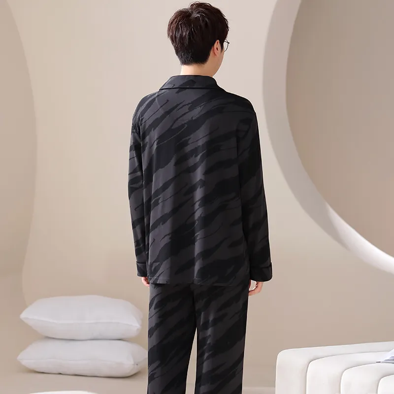 MIIOW Pajama Set Men's Black Zebra Print-1