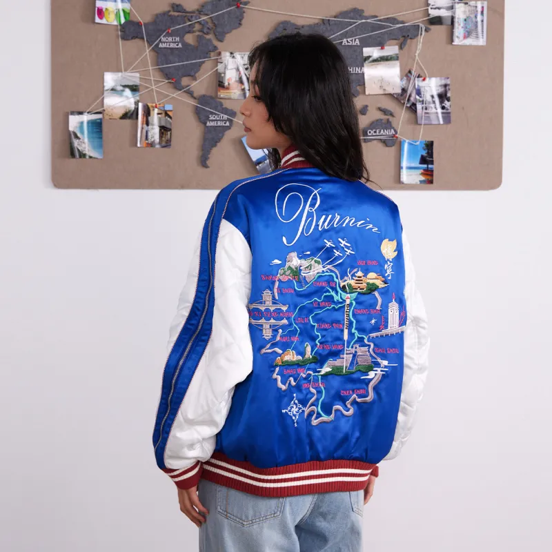 BURNIN Jacket Unisex Royal Blue & White-3